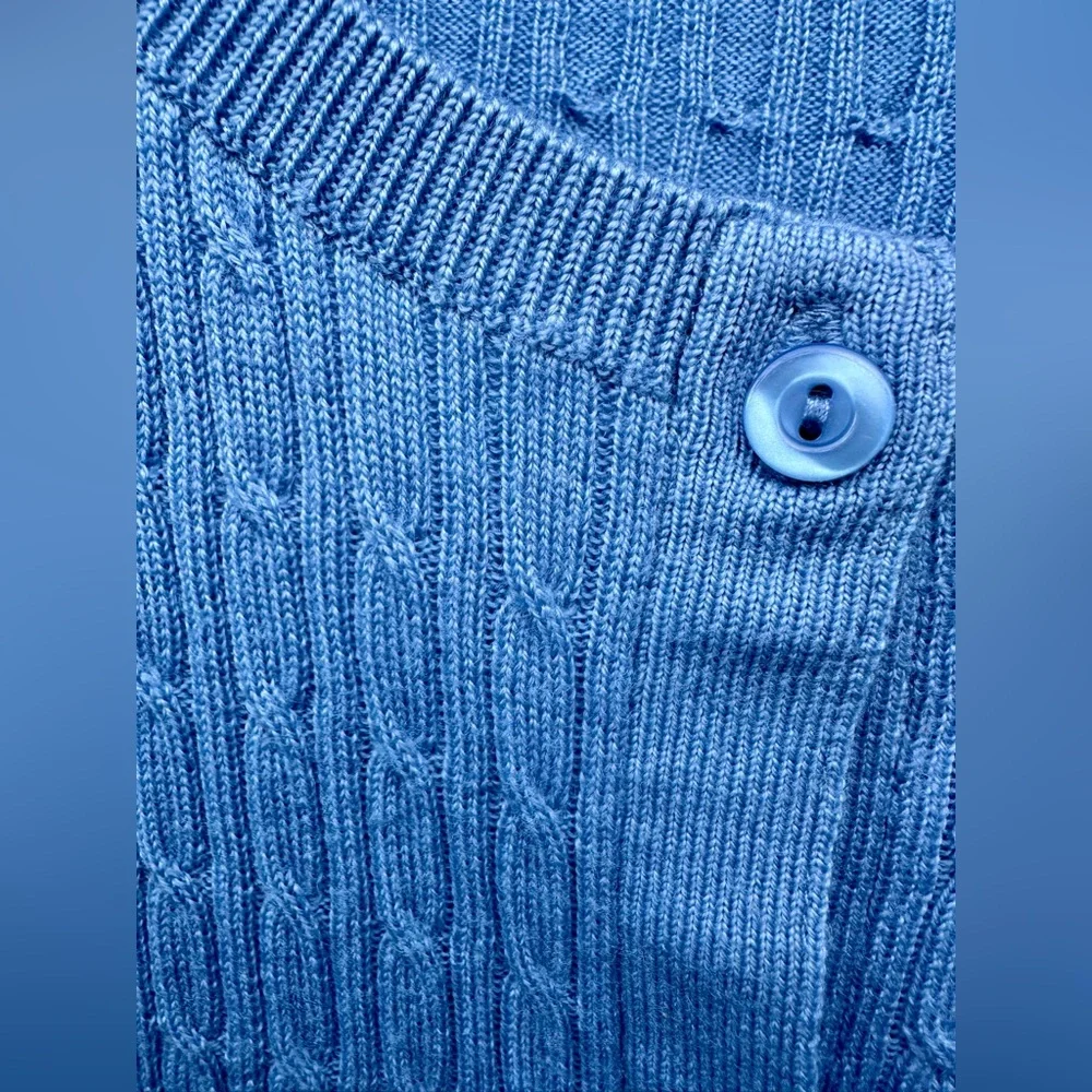 EUC Pendleton Merino Cable Knit Blue Textured Women's Cardigan Sweater, XL - Picture 5 of 12